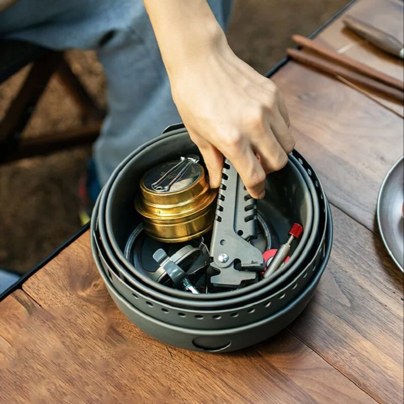 ชุดหม้อกระทะเตาแคมป์ปิ้งอัลลอย - Camping Cooking Pots And Pans Set บทวิจารณ์และราคา