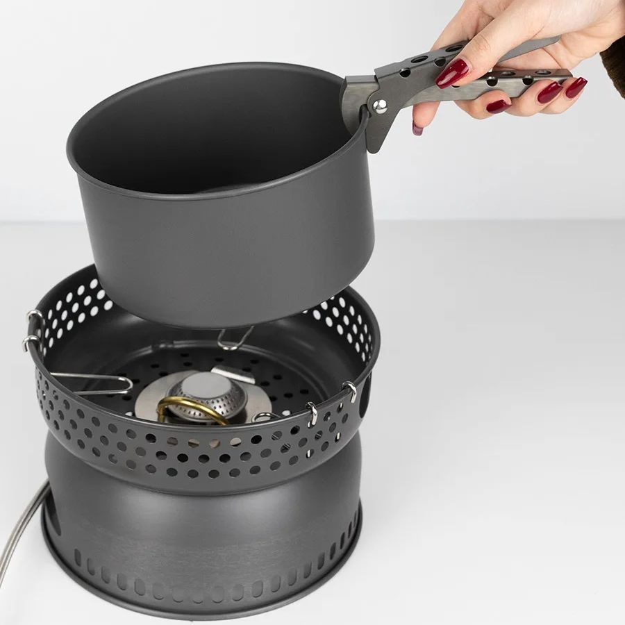 ชุดหม้อกระทะเตาแคมป์ปิ้งอัลลอย - Camping Cooking Pots And Pans Set บทวิจารณ์และราคา