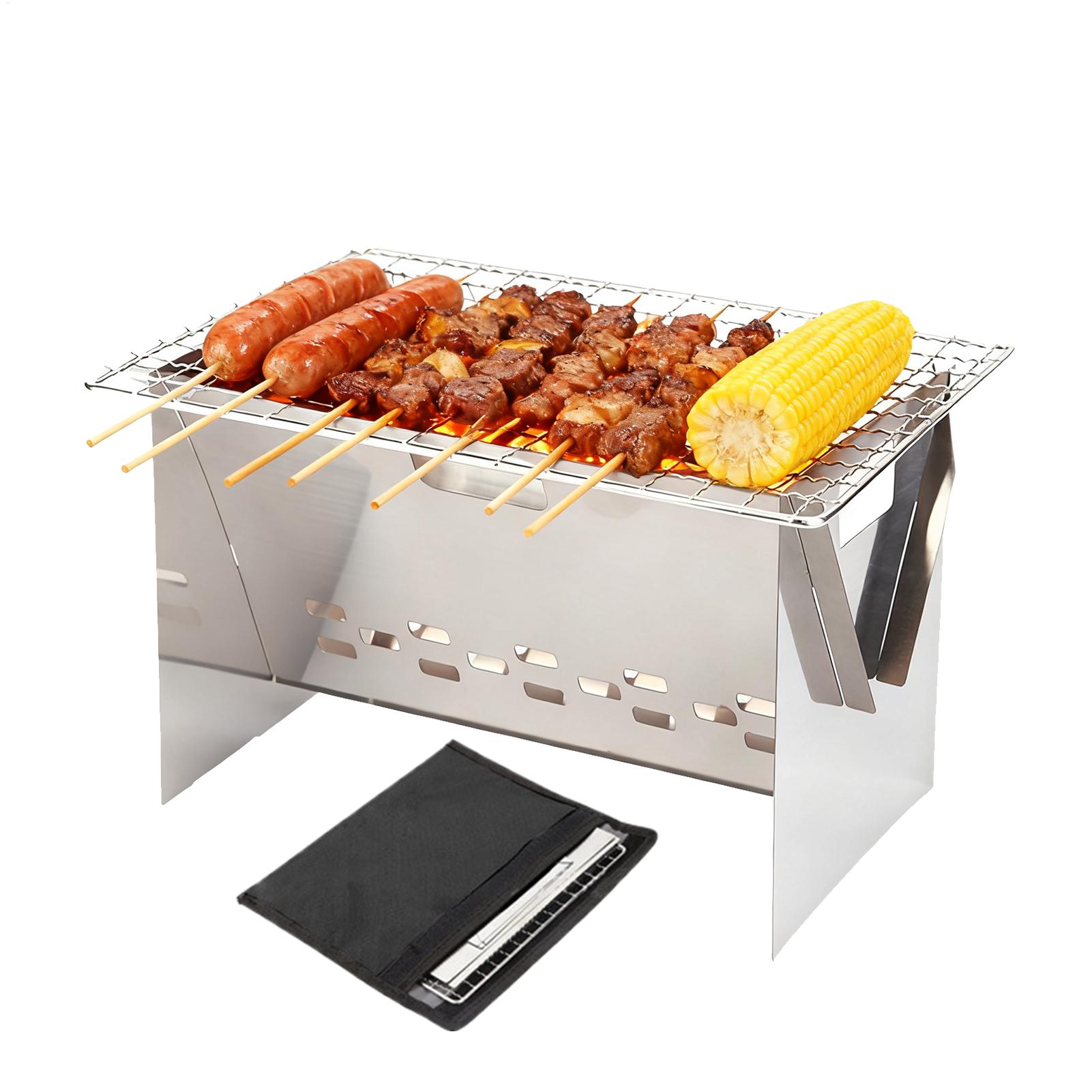 เตาถ่านสแตนเลสแบบพับได้ เตาถ่า - Camping Cooking Fire Stove บทวิจารณ์และราคา