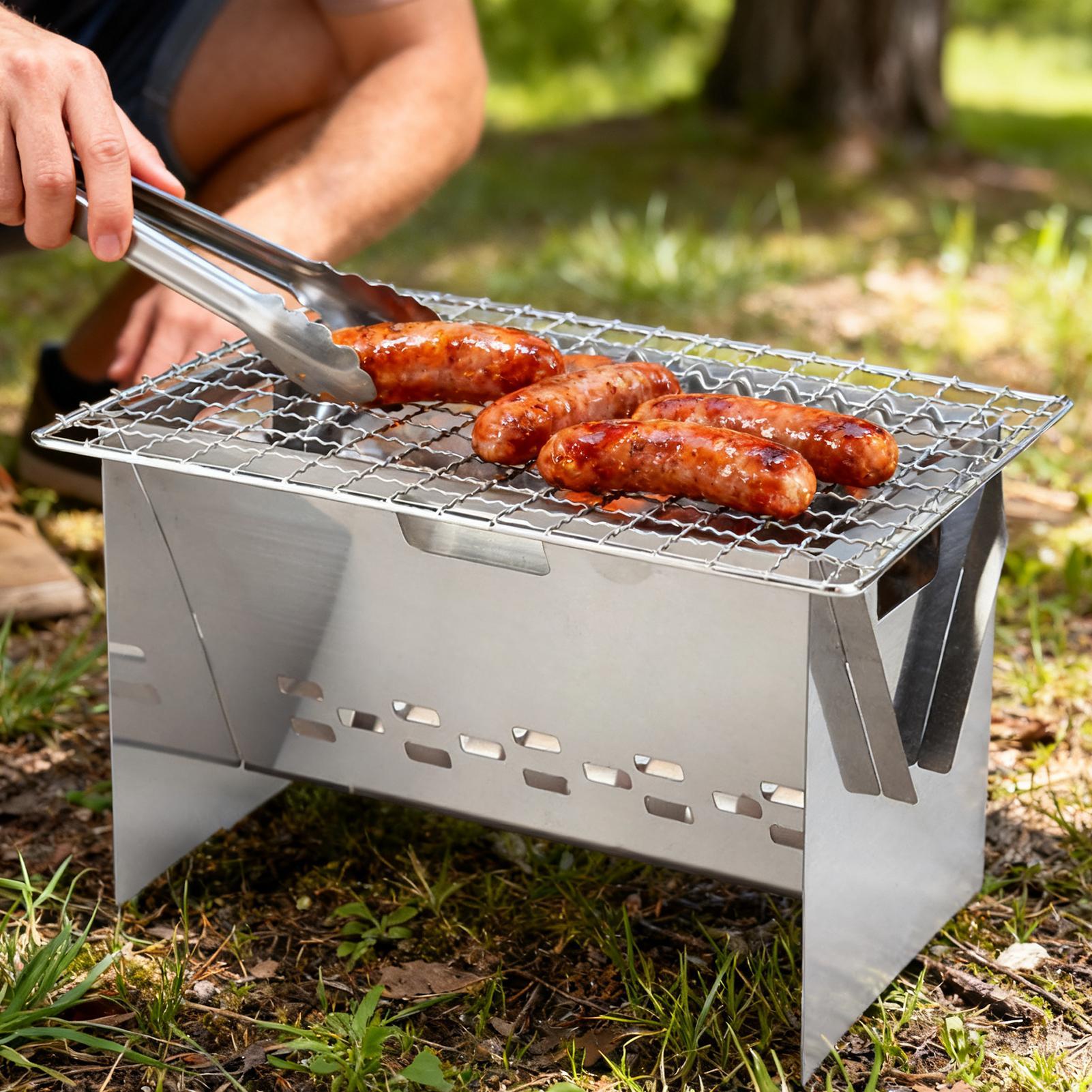 เตาถ่านสแตนเลสแบบพับได้ เตาถ่า - Camping Cooking Fire Stove บทวิจารณ์และราคา