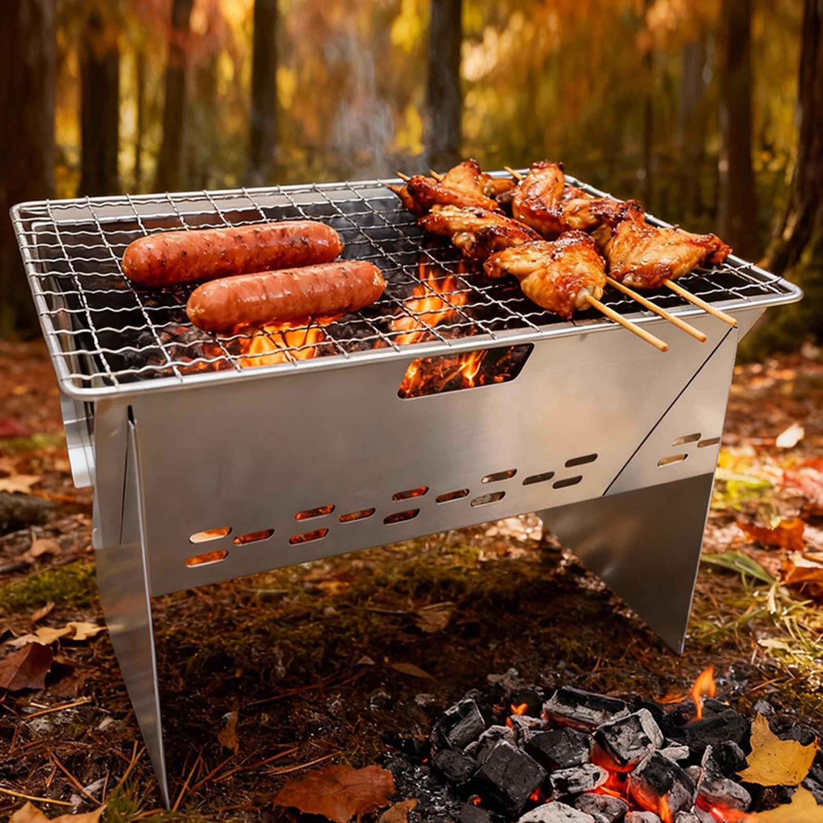 เตาถ่านสแตนเลสแบบพับได้ เตาถ่า - Camping Cooking Fire Stove บทวิจารณ์และราคา