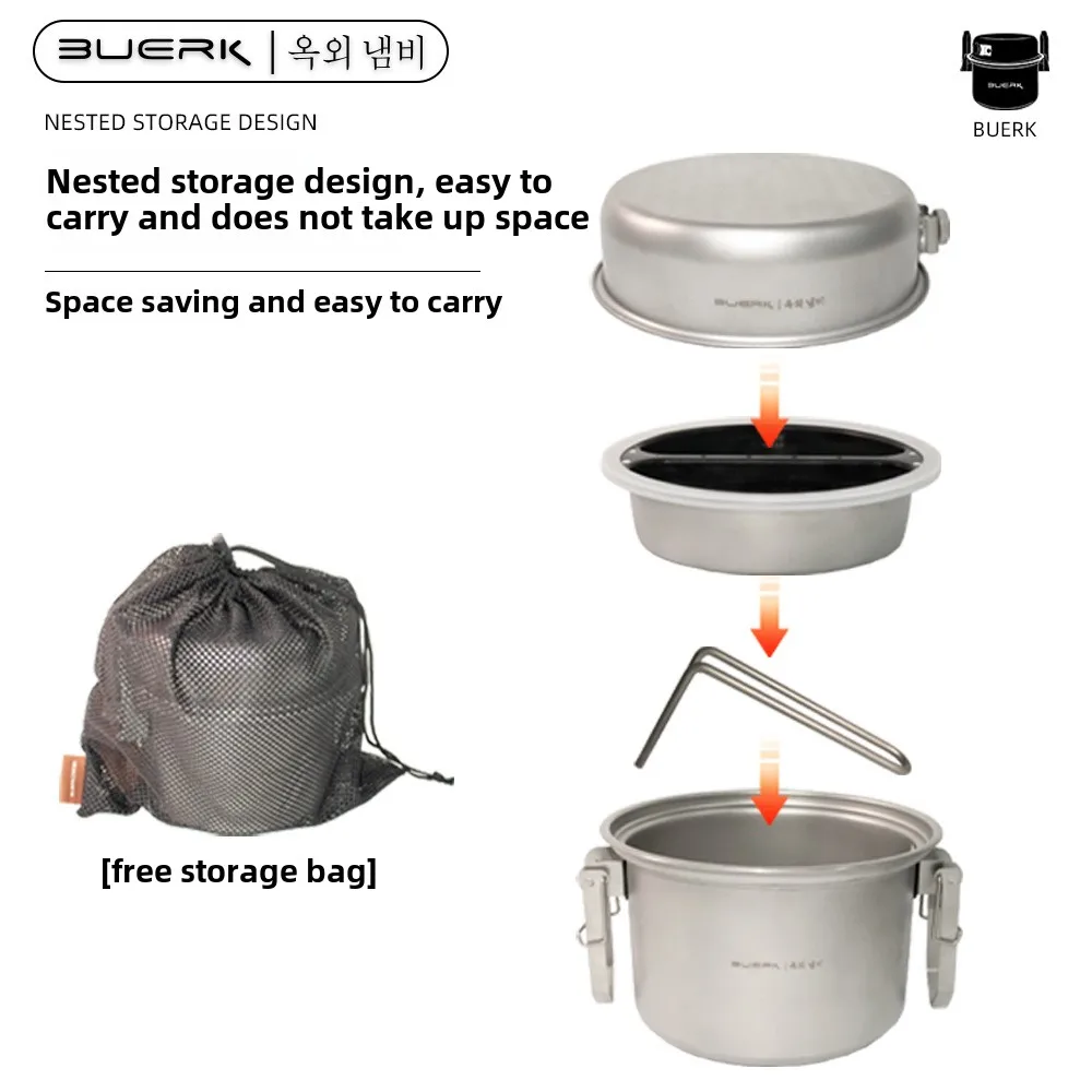 Outdoor Camping หม้อนึ่งและทอด - Camping Cooking Pot Stainless Steel บทวิจารณ์และราคา