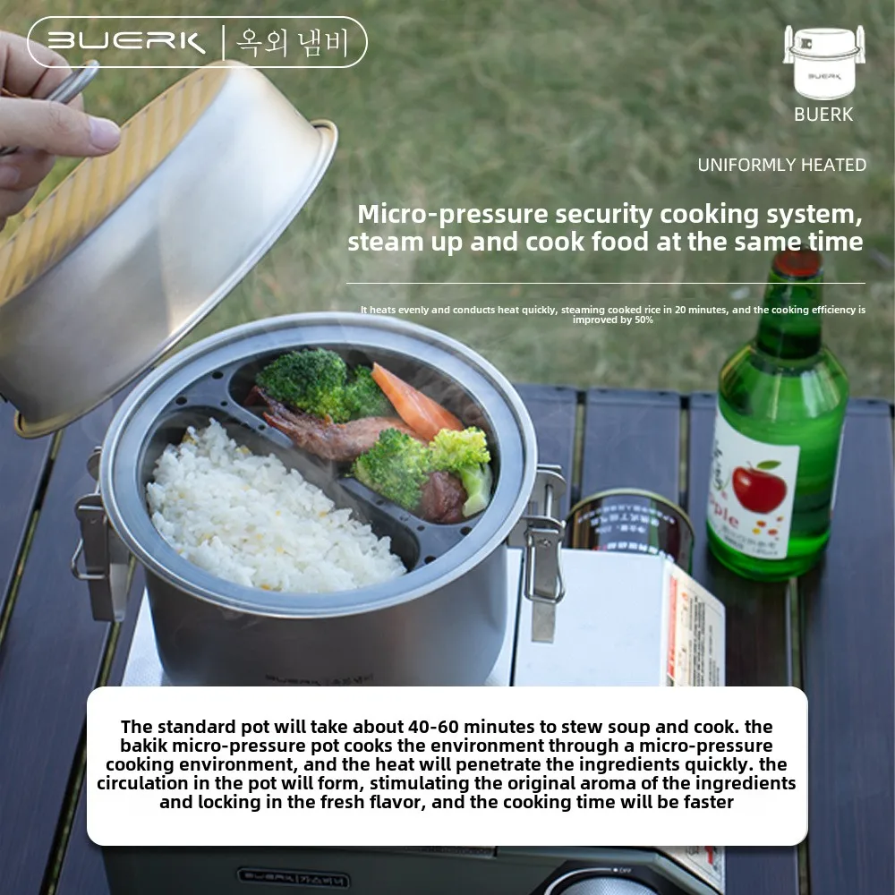 Outdoor Camping หม้อนึ่งและทอด - Camping Cooking Pot Stainless Steel บทวิจารณ์และราคา