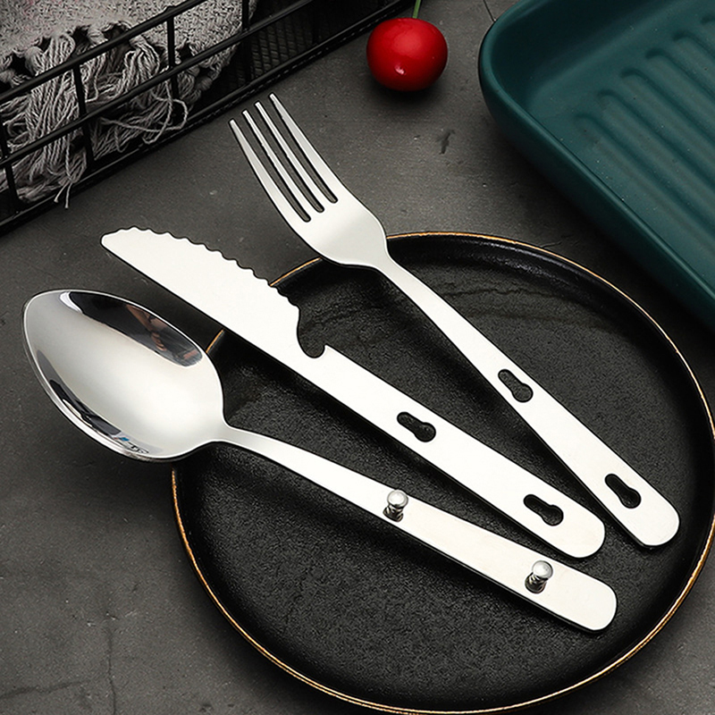 ชุดช้อนส้อมมีดพกพาสแตนเลส 3 ชิ - Quechua Camping Cooking Set บทวิจารณ์และราคา