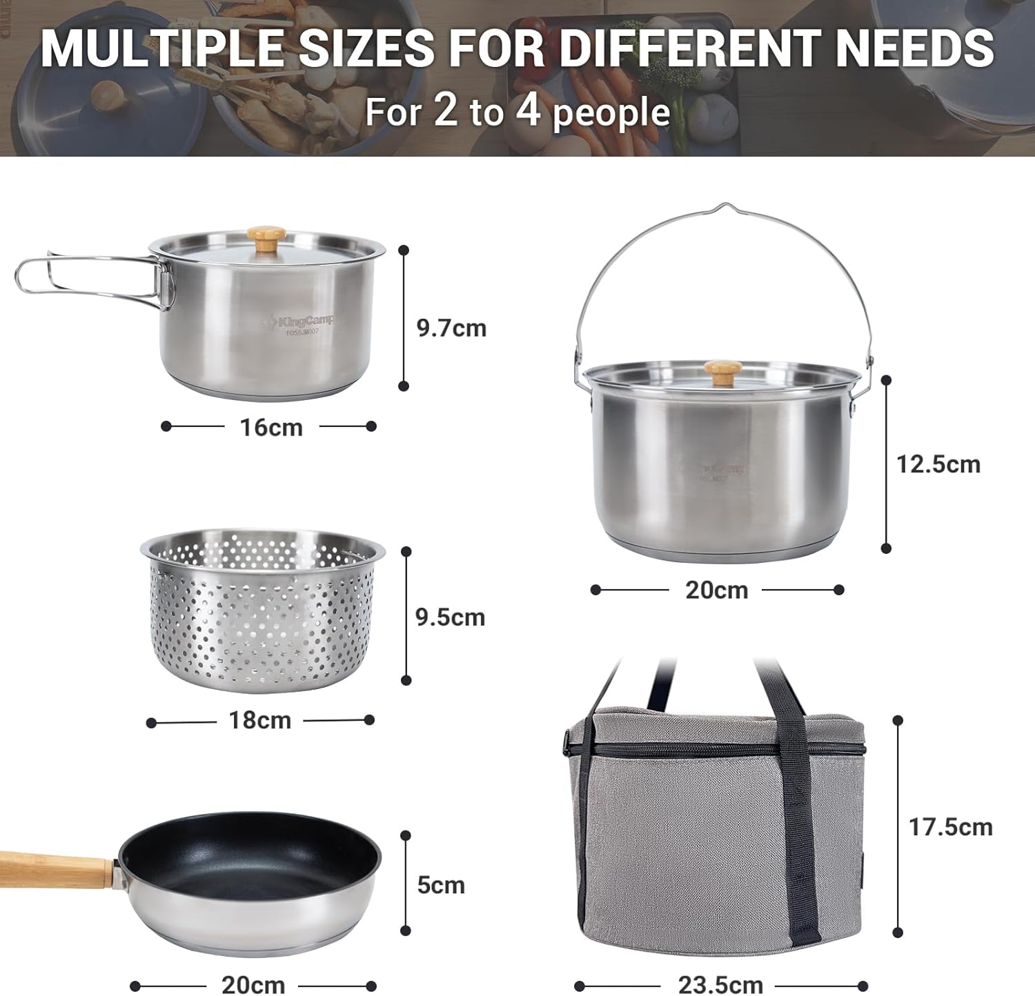 ชุดเครื่องครัวแคมป์ปิ้งสแตนเลส - Camping Cooking Pots And Pans Set บทวิจารณ์และราคา
