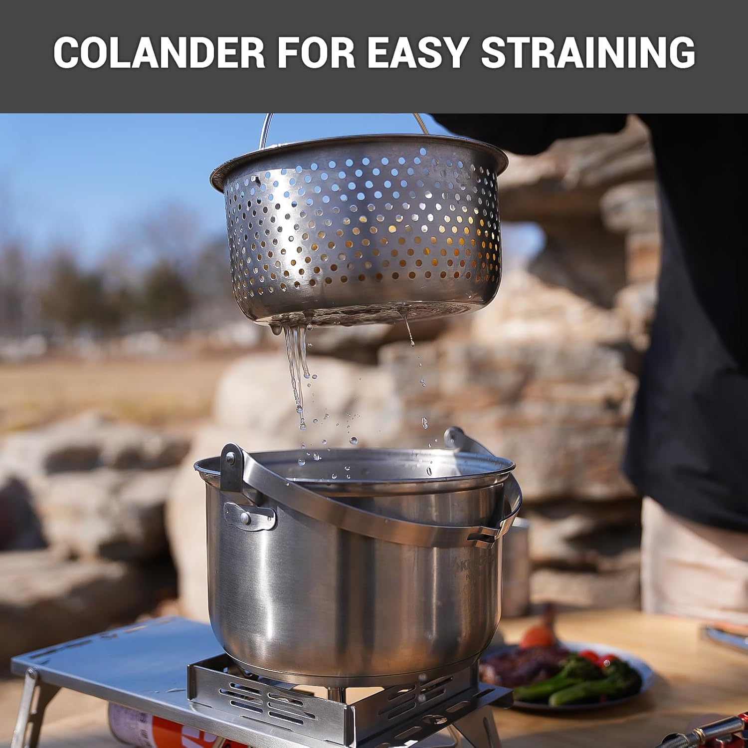 ชุดเครื่องครัวแคมป์ปิ้งสแตนเลส - Camping Cooking Pots And Pans Set บทวิจารณ์และราคา