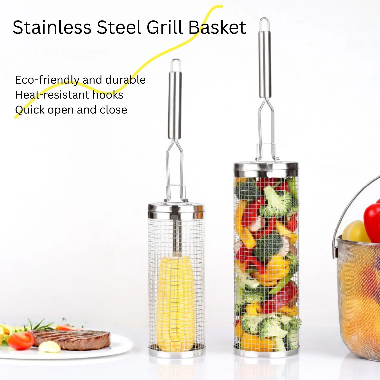 ตะกร้าย่างสเตนเลสสตีลแบบม้วนได - Camping Cooking Vegetables บทวิจารณ์และราคา