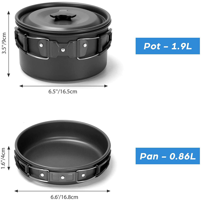 1 ชุดหม้อกลางแจ้ง กระทะ ชุดเคร - Camping Cooking Pots And Pans Set บทวิจารณ์และราคา
