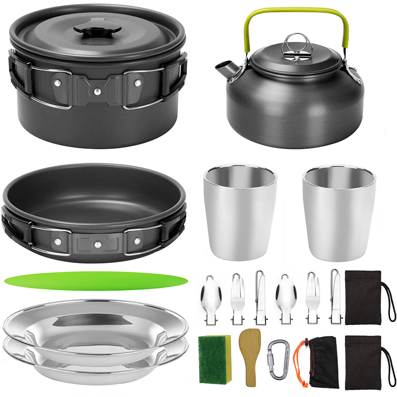 1 ชุดหม้อกลางแจ้ง กระทะ ชุดเคร - Camping Cooking Pots And Pans Set บทวิจารณ์และราคา