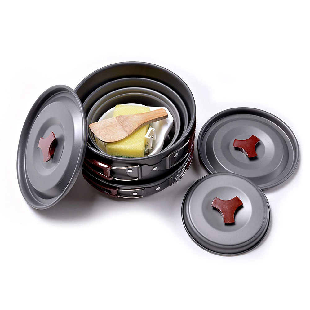 ชุดเครื่องครัวตั้งแคมป์กลางแจ้ - Camping Cooking Pots And Pans Set บทวิจารณ์และราคา