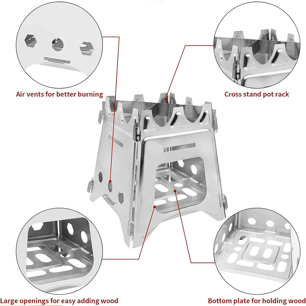 เตาไม้ตั้งแคมป์แบบพกพาเตาฟืนสแ - Camping Cooking System บทวิจารณ์และราคา