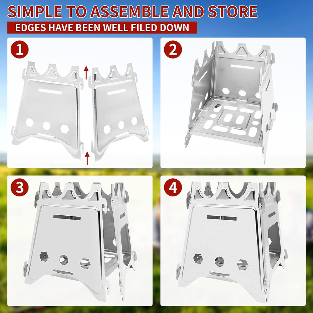 เตาไม้ตั้งแคมป์แบบพกพาเตาฟืนสแ - Camping Cooking System บทวิจารณ์และราคา