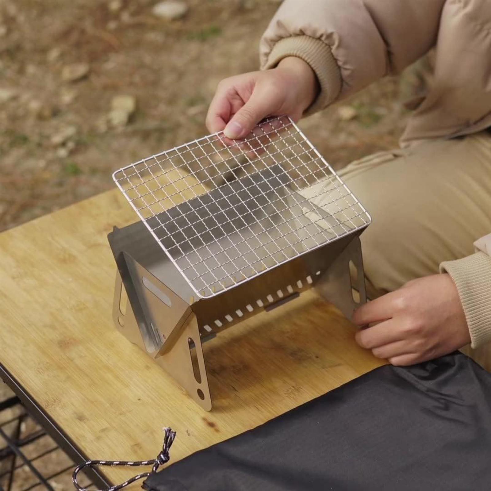 เตาถ่านพับได้แบบพกพา ทำจากสแตน - Camping Cooking Fire Stove บทวิจารณ์และราคา