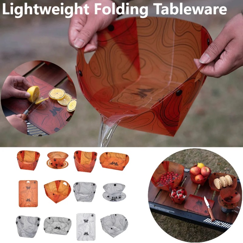 พับบนโต๊ะอาหารแบบพกพาชามจานชาม - Camping Cooking Kits บทวิจารณ์และราคา