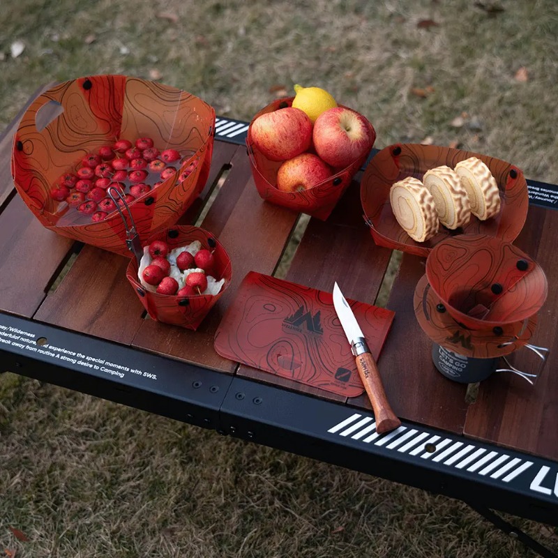 พับบนโต๊ะอาหารแบบพกพาชามจานชาม - Camping Cooking Kits บทวิจารณ์และราคา